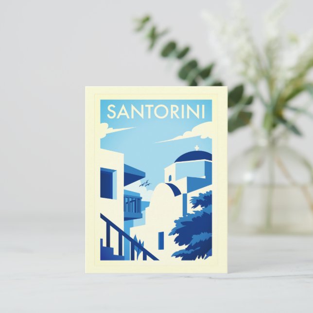 Carte Postale Poster de l'île grecque de Santorin (Debout devant)