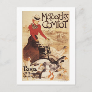 Carte Postale Poster de promotion Comiot Motocycles femme et oie