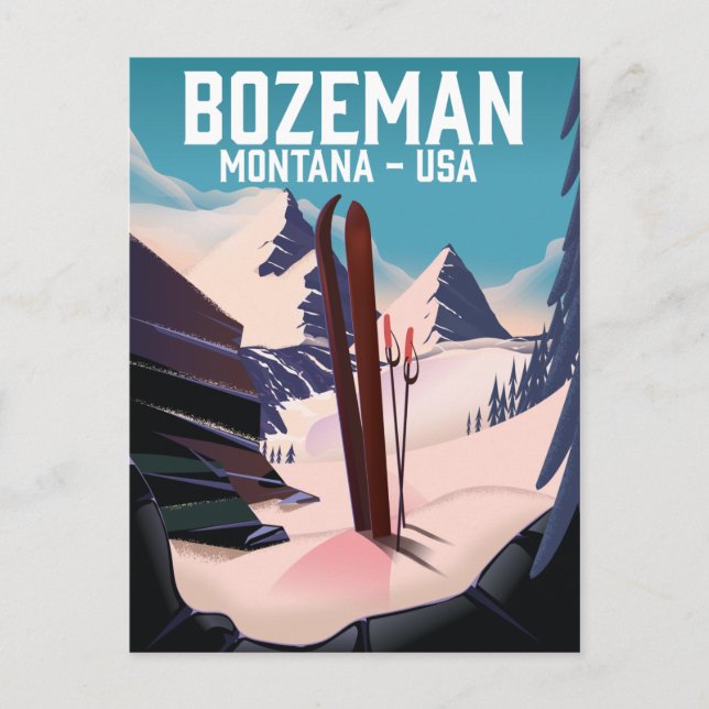 Carte Postale poster de ski Bozeman Montana (Devant)