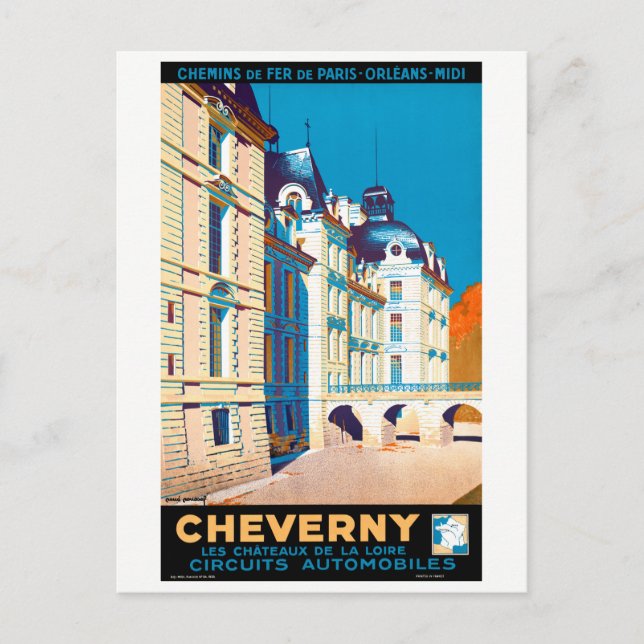 Carte Postale Poster de Vintage voyage restauré France Cheverny (Devant)