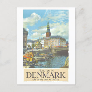 Carte Postale Poster de voyage de Copenhague vintage Danemark