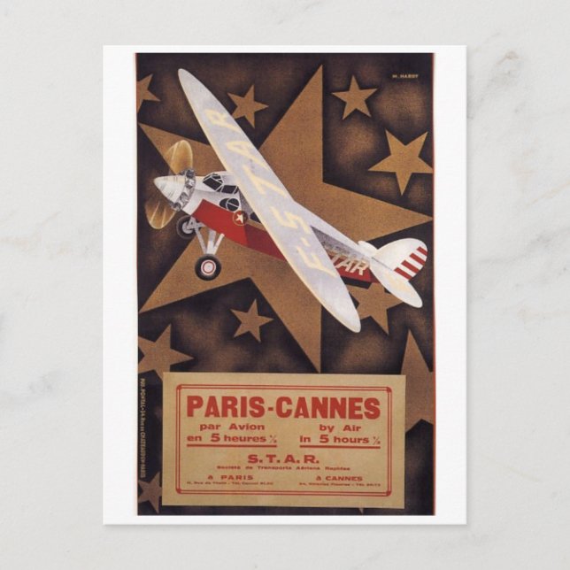 Carte Postale Poster de voyage de French STAR Airlines 1930 (Devant)