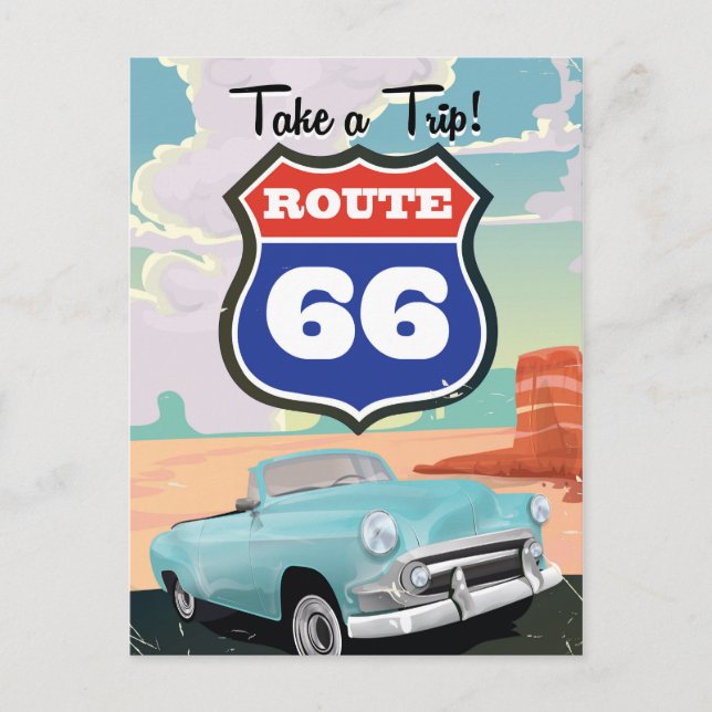 Carte Postale Poster de voyage de la Route 66 (Devant)