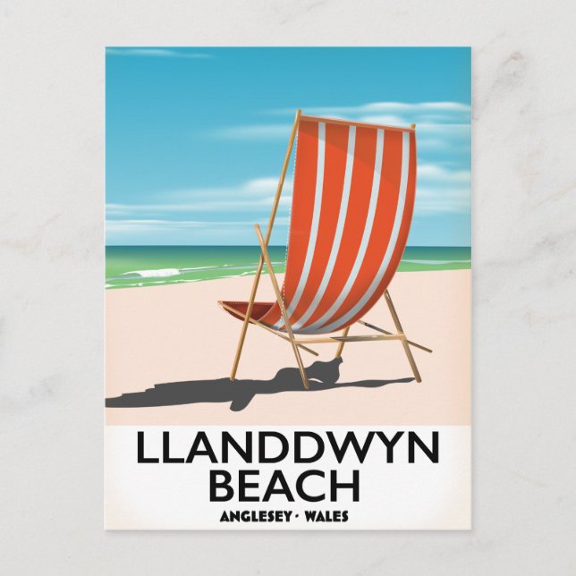 Carte Postale poster de voyage de landdwin Beach Anglesey Pays d (Devant)