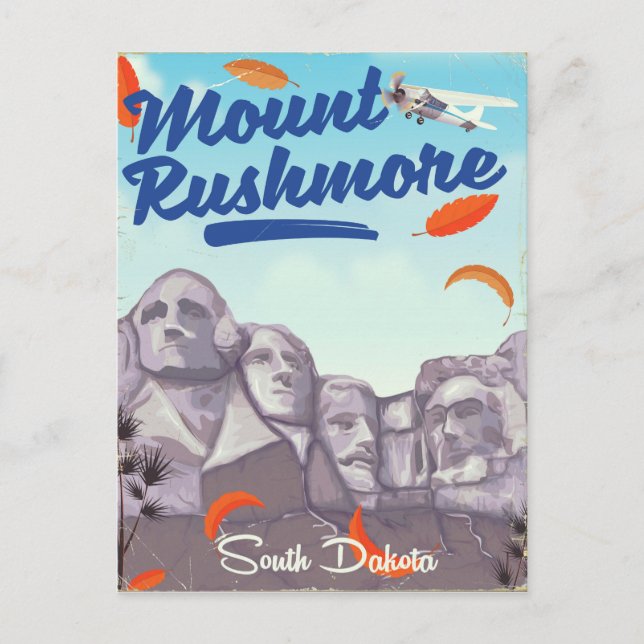 Carte Postale Poster de voyage de Mount Rushmore Vintage Style. (Devant)