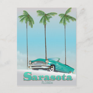 Carte Postale poster de voyage de style Vintage Sarasota Florida