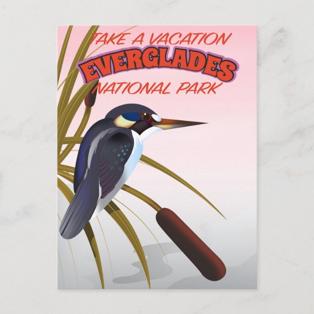Carte Postale Poster de voyage d'époque Everglades. (Devant)