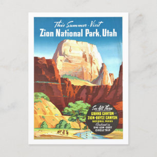 Carte Postale Poster de voyage du parc national vintage Zion