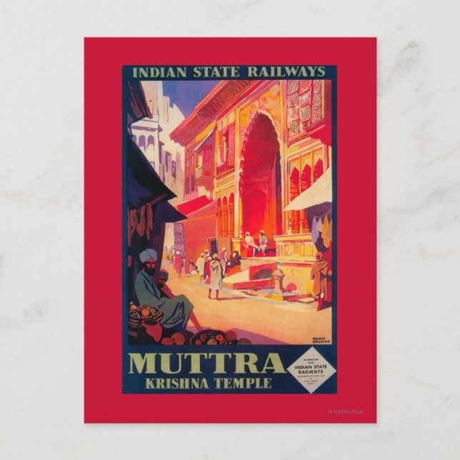 Carte Postale Poster de voyage du temple Muttra Krishna (Devant)