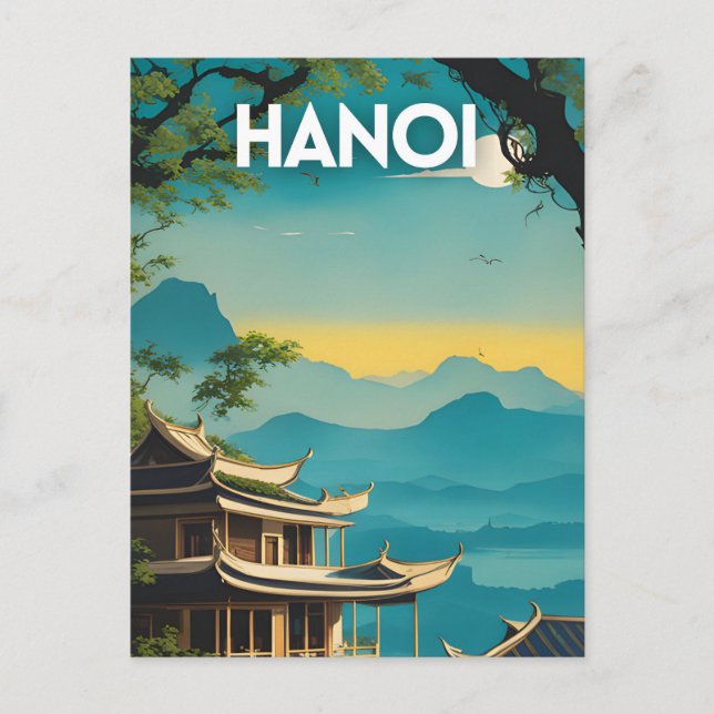 Carte Postale Poster de voyage Hanoi Retro (Devant)