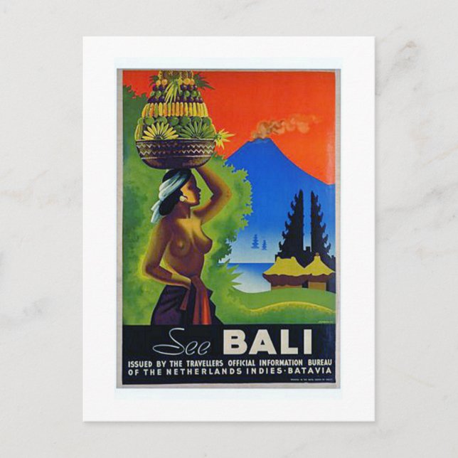Carte Postale Poster de voyage Indonésie vintage Bali (Devant)