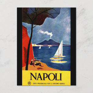 Carte Postale poster de voyage italien Naples vintage