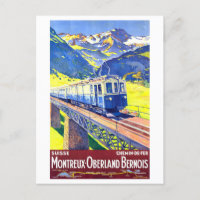 Poster de voyage Montreux-Oberland Bernois vintage