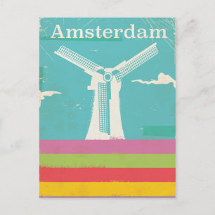Carte Postale poster de voyage rétro d'Amsterdam