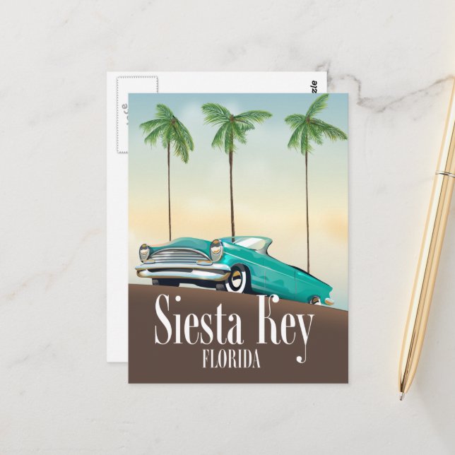 Carte Postale Poster de voyage Siesta Key Florida (Devant/Arrière en situation)