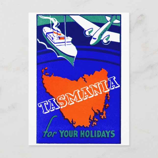 Carte Postale Poster de voyage Tasmanie 1930 (Devant)
