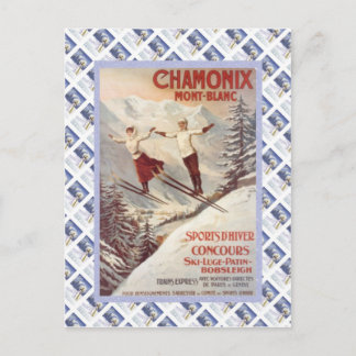 Carte Postale Poster de voyage vintage, Chamonix, Mont Blanc,