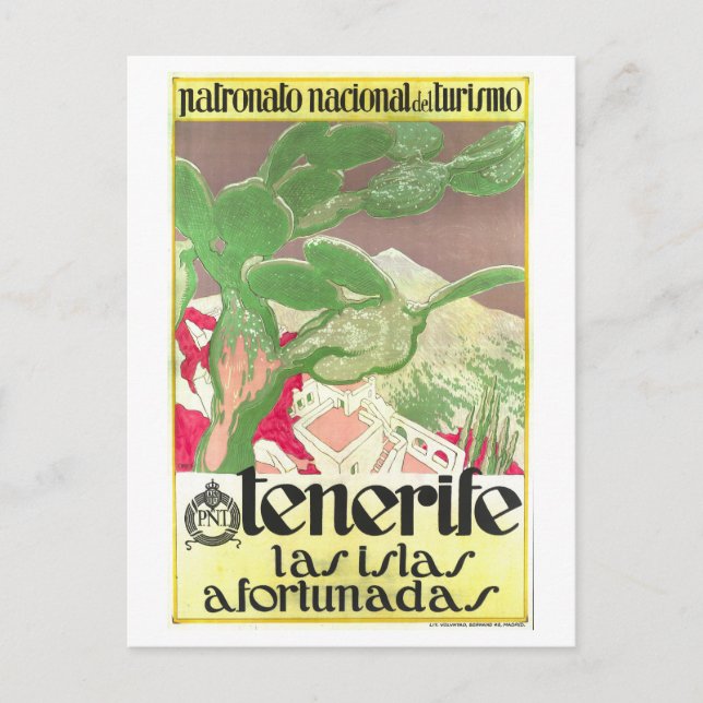 Carte Postale Poster de voyage vintage Tenerife (Devant)