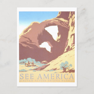 Carte Postale Poster de voyage vintage WPA Parks : "Voir l'Améri