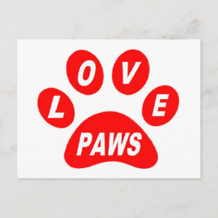 Carte Postale Poster des pattes d'amour sur les pattes rouges