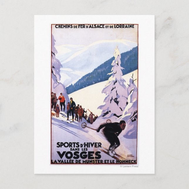 Carte Postale Poster des spectateurs regardant Skier (Devant)