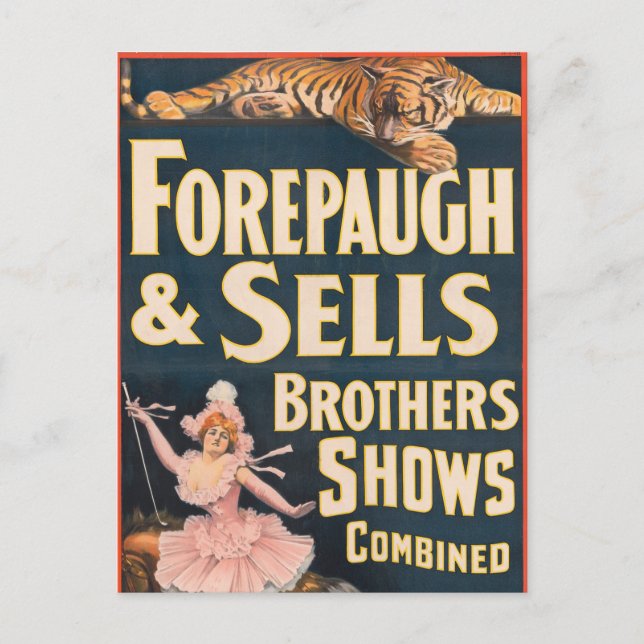 Carte Postale Poster Du Cirque Tigre Et Femme À Cheval (Devant)