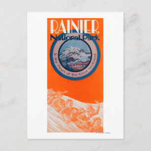 Carte Postale Poster du mont Rainier - Drapeau