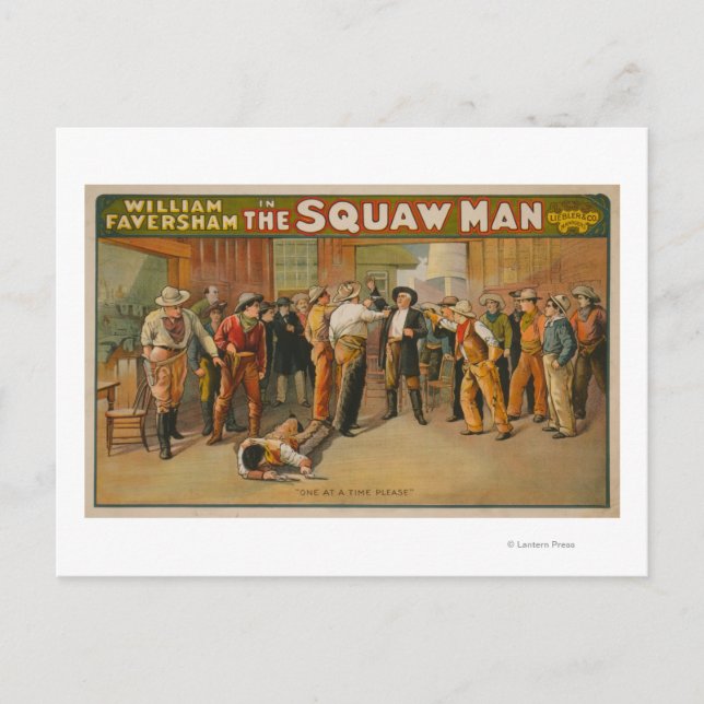 Carte Postale Poster du Squaw Man Western Drama Theatre (Devant)