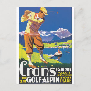 Carte Postale Poster du Vintage voyage Alpin Golf