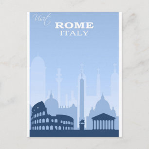 Carte Postale Poster du Vintage voyage bleu Rome Italie