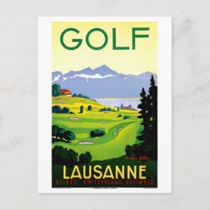Carte Postale Poster du Vintage voyage de golf Suisse Lausanne