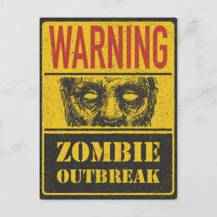 Carte Postale Poster Éclosion de Zombie. Panneau avec Zombie