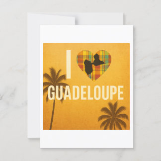 Carte Postale Poster I Love Guadeloupe – Cœur madras et palmiers