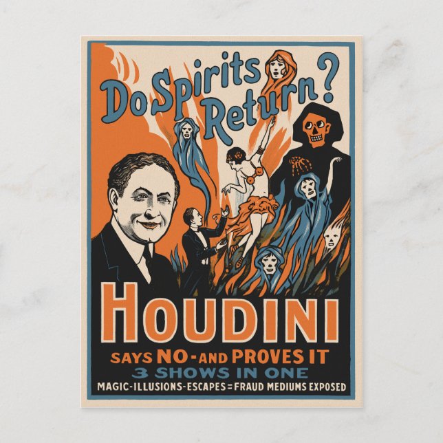 Carte Postale Poster magique vintage Houdini (Devant)