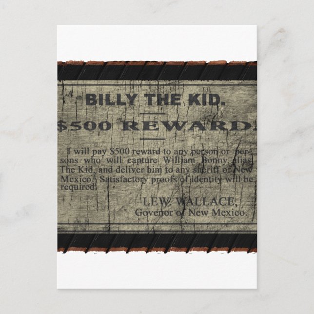 Carte Postale Poster Recherché Billy The Kid (Devant)