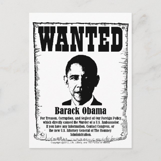 Carte Postale Poster Recherché de Barack Obama (Devant)