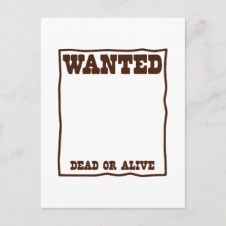 Carte Postale Poster Recherché mort ou vivant avec arrière - pla