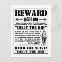Poster Recherché vintage Billy the Kid