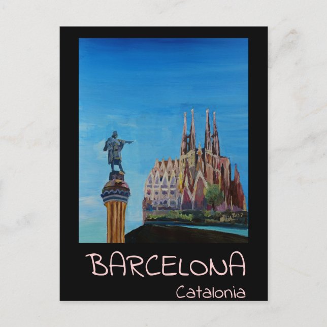 Carte Postale Poster Retro Barcelone (Devant)