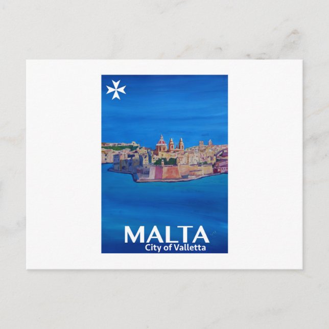 Carte Postale Poster rétro Malte La Valette - Ville des Chevalie (Devant)