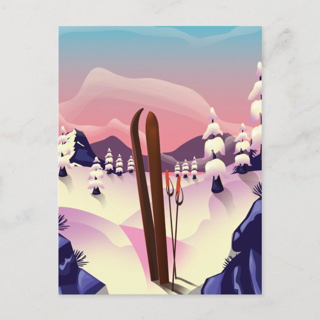 Carte Postale poster Ski vintage (Devant)