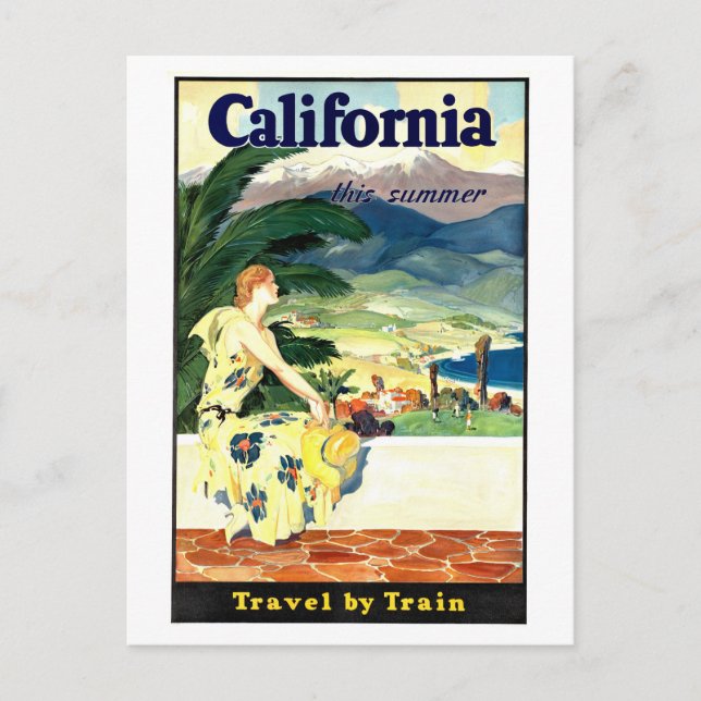 Carte Postale Poster sur les voyages en train en Californie vint (Devant)