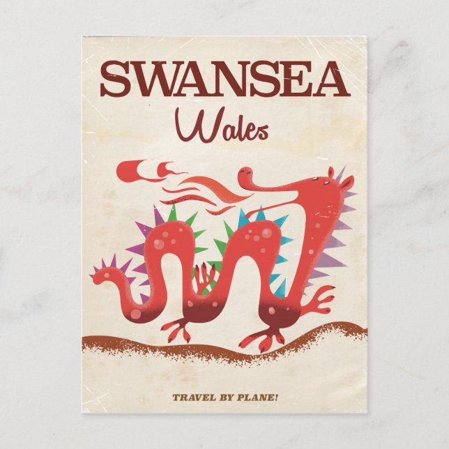 Carte Postale Poster Swansea Wales Dragon (Devant)