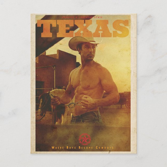 Carte Postale Poster vintage American Cowboy (Devant)