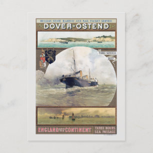 Carte Postale Poster vintage de Dover-Ostende 1910