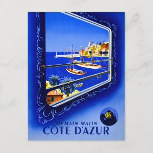 Carte Postale Poster vintage de la Côte d'Azur restauré