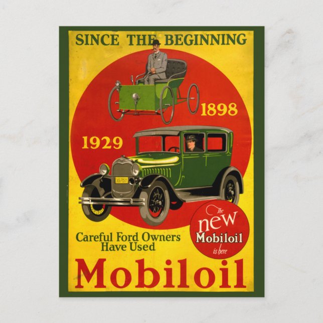 Carte Postale Poster vintage Mobiloil restauré (Devant)