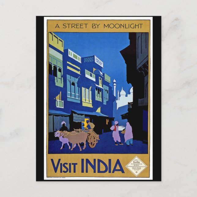 Carte Postale Poster vintage, Visit India, (Devant)