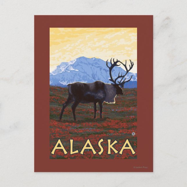 Carte Postale Poster Vintage voyage AlaskaCaribou (Devant)