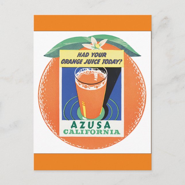 Carte Postale Poster Vintage voyage Azusa California (Devant)